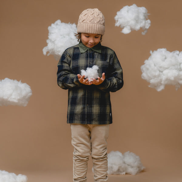 100% Baby Alpaca Cable Hat for Kids - Wheat